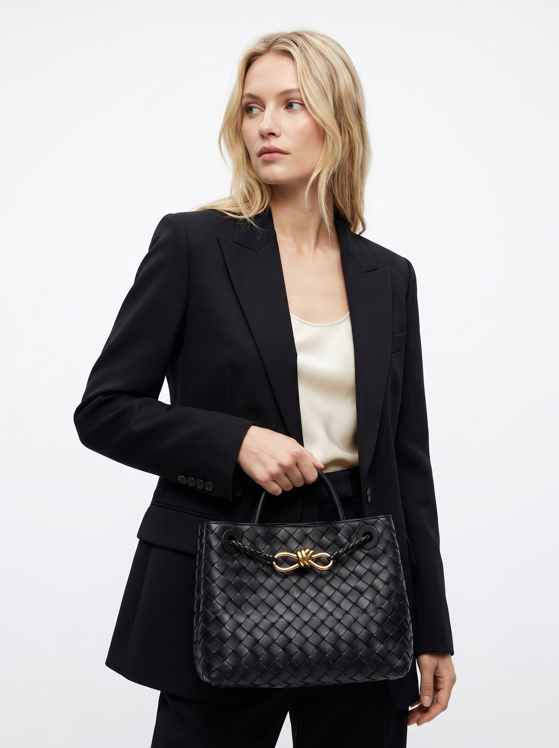 Woven Gold-Knot Tote Bag