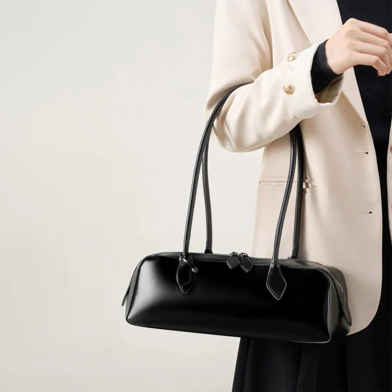 Glossy Baguette Shoulder Bag
