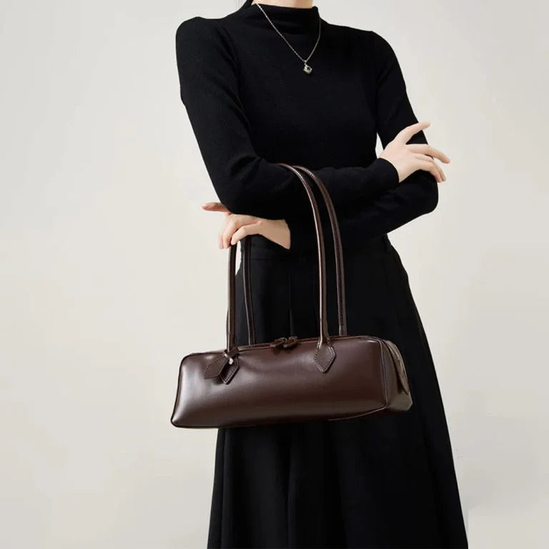 Glossy Baguette Shoulder Bag