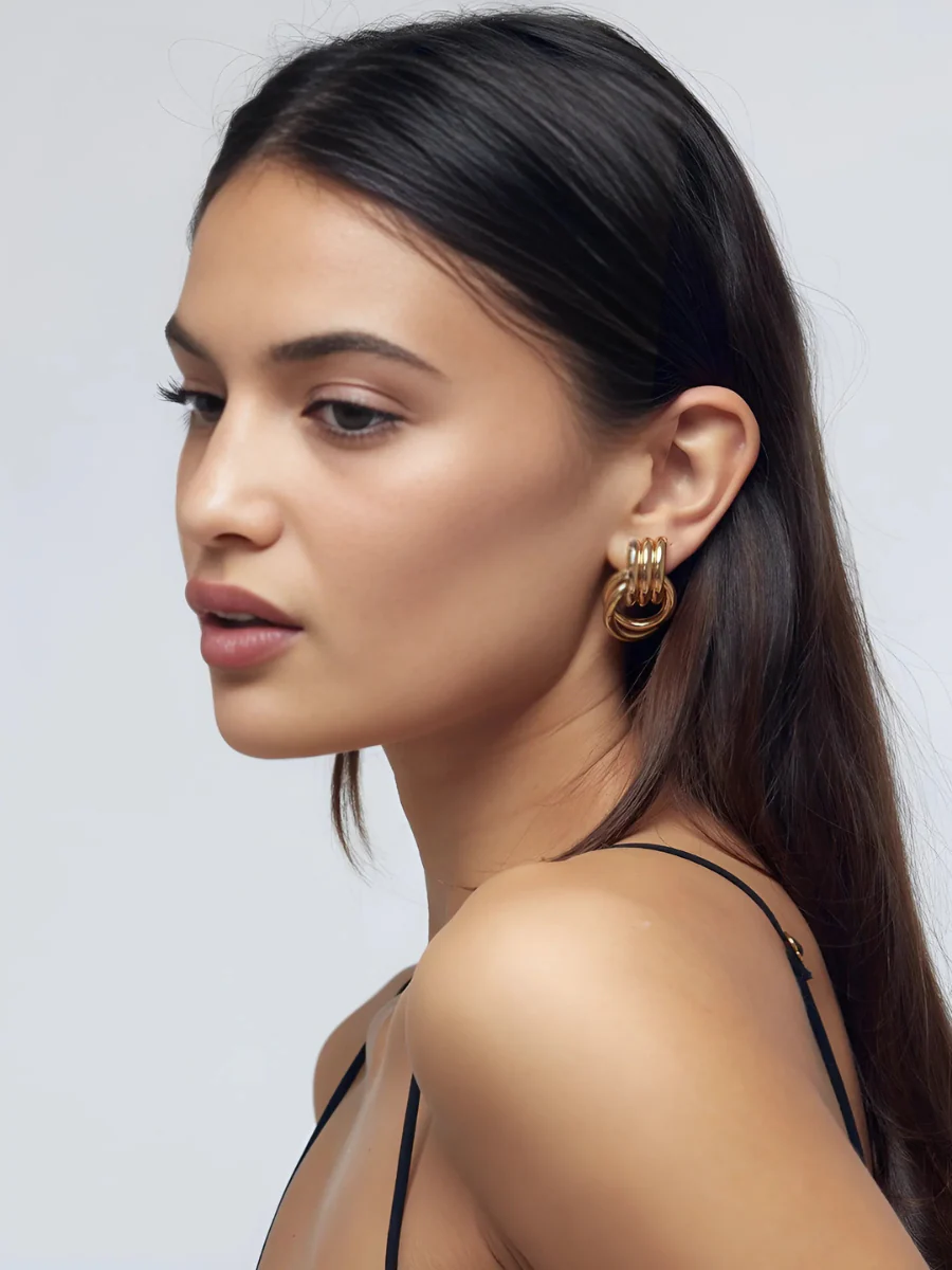 Layered Knot Circle Earrings